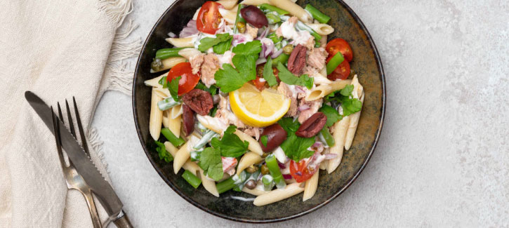 Penne met tonijn en artisjok