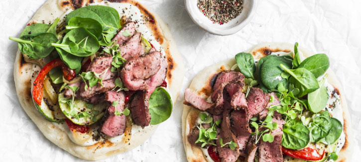 Wrap met biefstuk en gegrilde groente