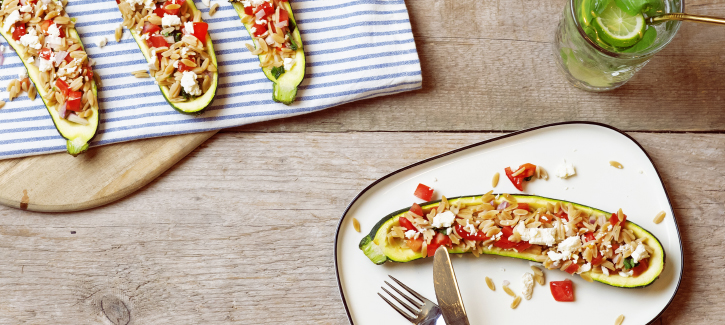 Courgette gevuld met tabouleh en feta
