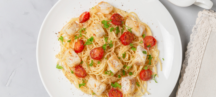 Romige spaghetti met kabeljauw