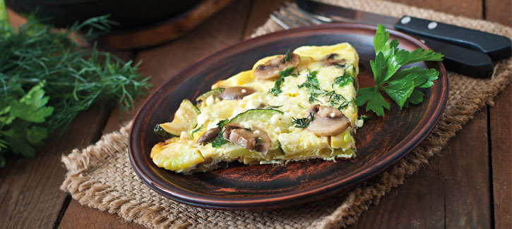 Frittata met courgette en champignons