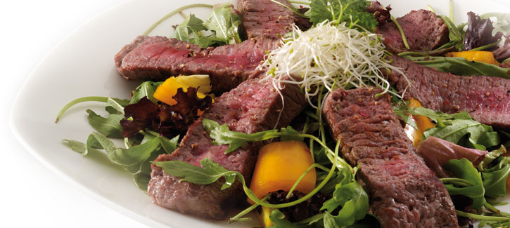 Salade met biefstukreepjes