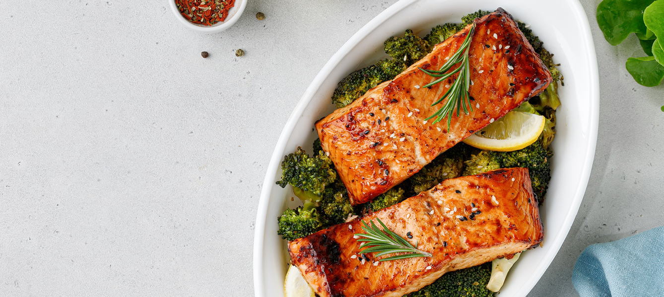 Broccoli en zalm uit de oven, koolhydraatarm recept