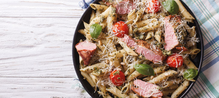 Pasta pesto met kalfsoester