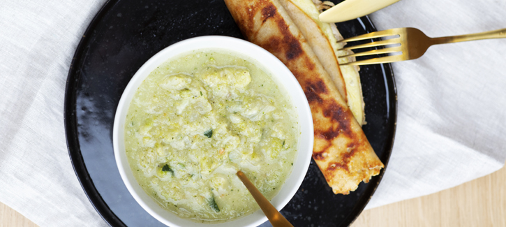 Snert zonder erwt met hartige pannenkoek