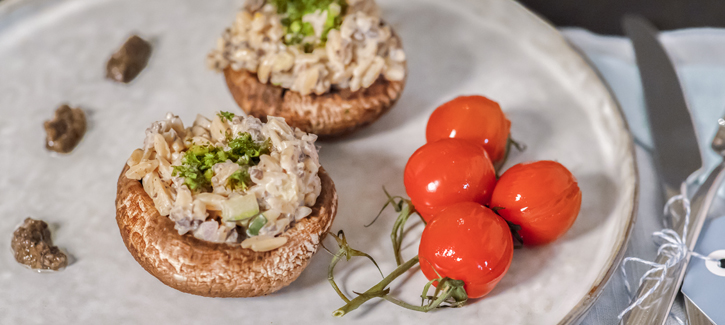 Gevulde portobello met truffelrisotto